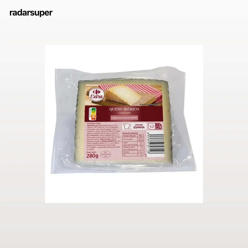 Queso ibérico curado Extra Carrefour cuña 280 g.