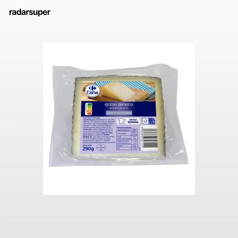 Queso ibérico semicurado Extra Carrefour cuña 290 g.
