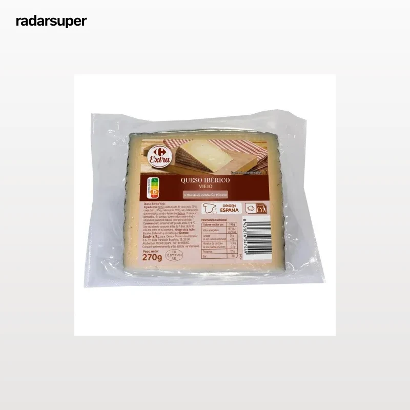 Queso ibérico viejo Extra Carrefour cuña 270 g.