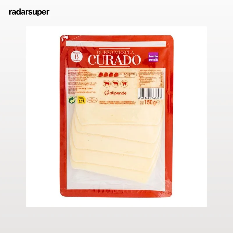 Queso mezcla curado en lonchas Alipende 150g