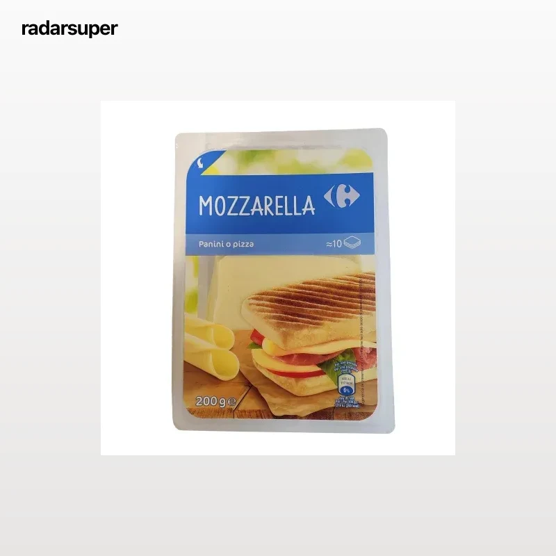 Queso mozzarella en lonchas Carrefour 200 g.