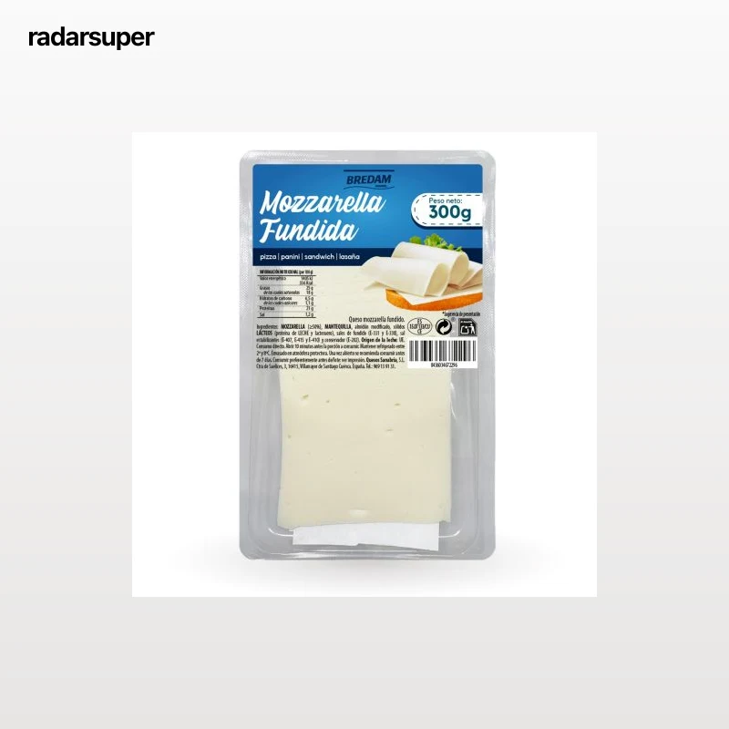 Queso mozzarella fundido en lonchas Bredam 300 g.