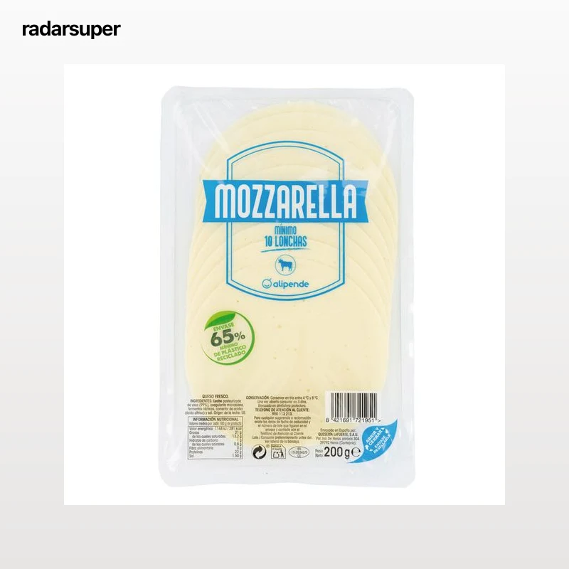 Queso mozzarella en lonchas Alipende 200g