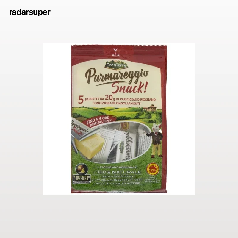 Queso Parmigiano Reggiano DOP Curado en porciones GranTerre sin lactosa pack de 5 unidades de 20 g.