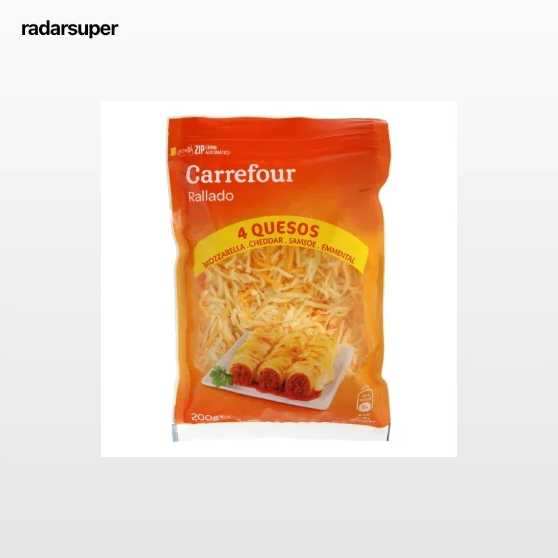 Queso rallado cuatro quesos Carrefour 200 g.