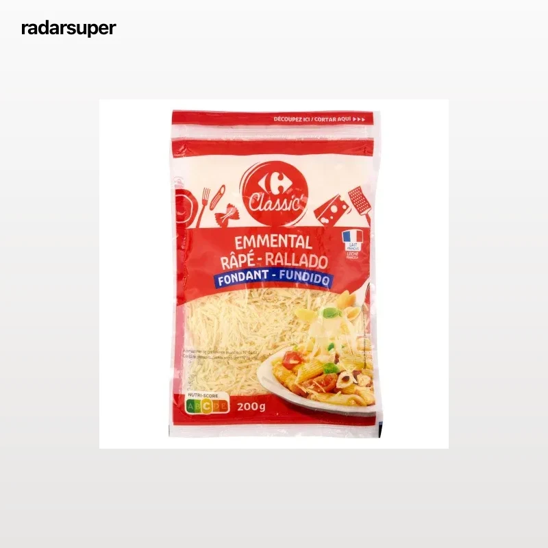 Queso rallado emmental Carrefour Classic 200 g.