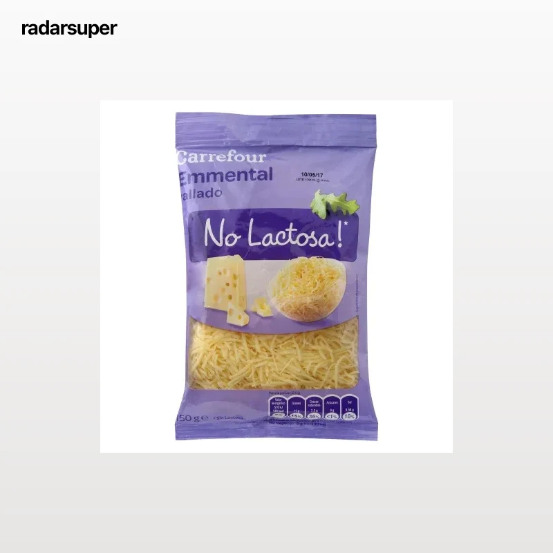 Queso rallado emmental Carrefour sin lactosa 150 g.