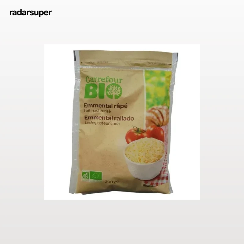 Queso rallado emmental ecológico Carrefour Bio 200 g.