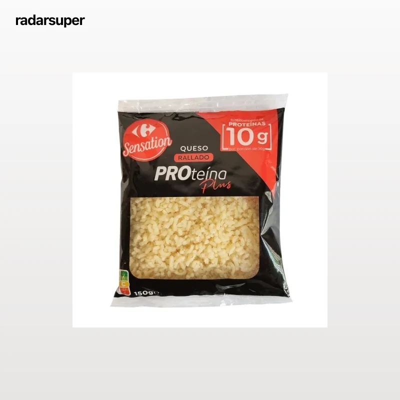 Queso rallado Proteína Plus Sensation Carrefour sin gluten 150 g.