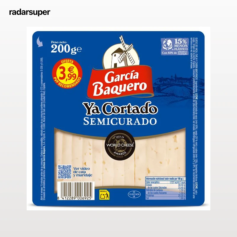 Queso semicurado cortado García Baquero 200 g