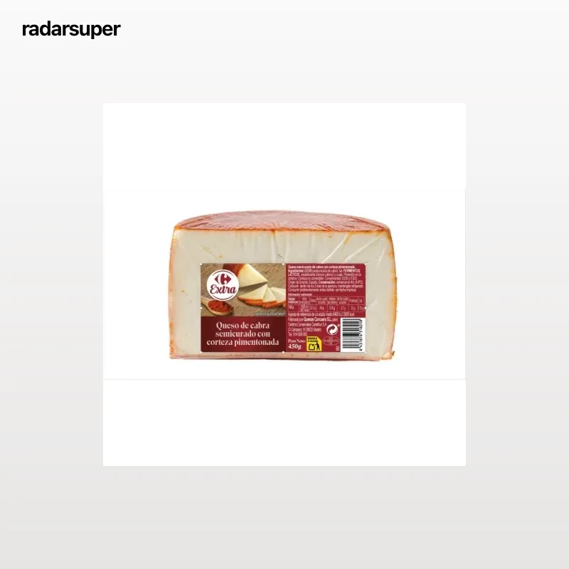 Queso semicurado de cabra corteza pimentonada Carrefour Extra cuña 450 g.