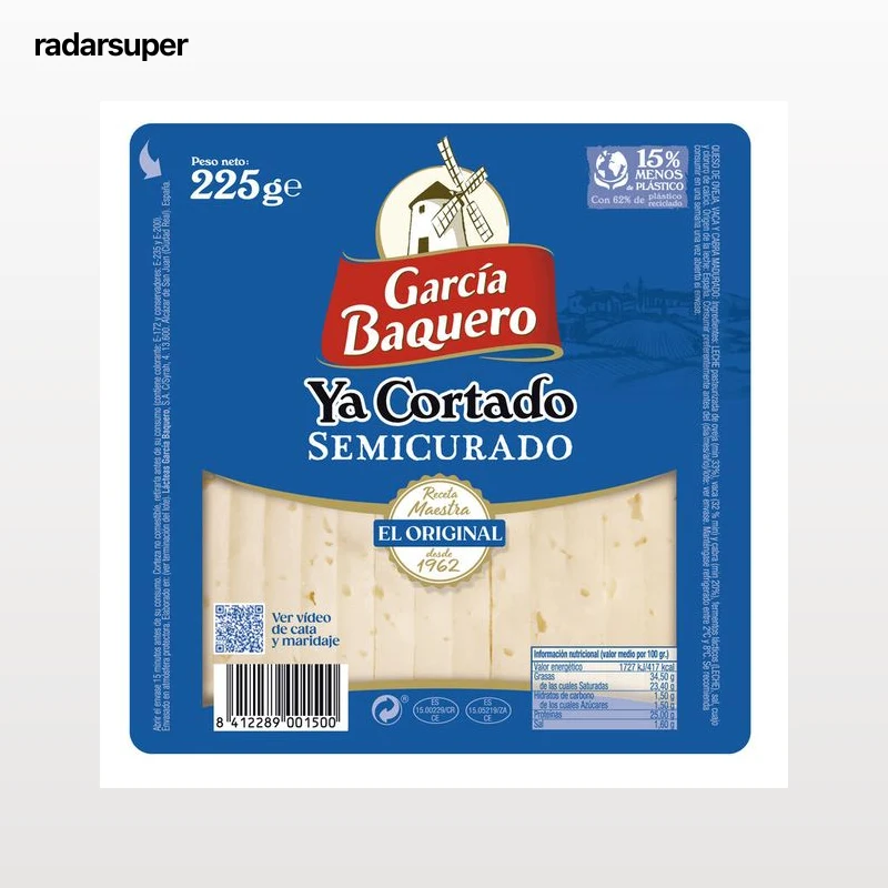 Queso semicurado ya cortado García Baquero cuña 225 g