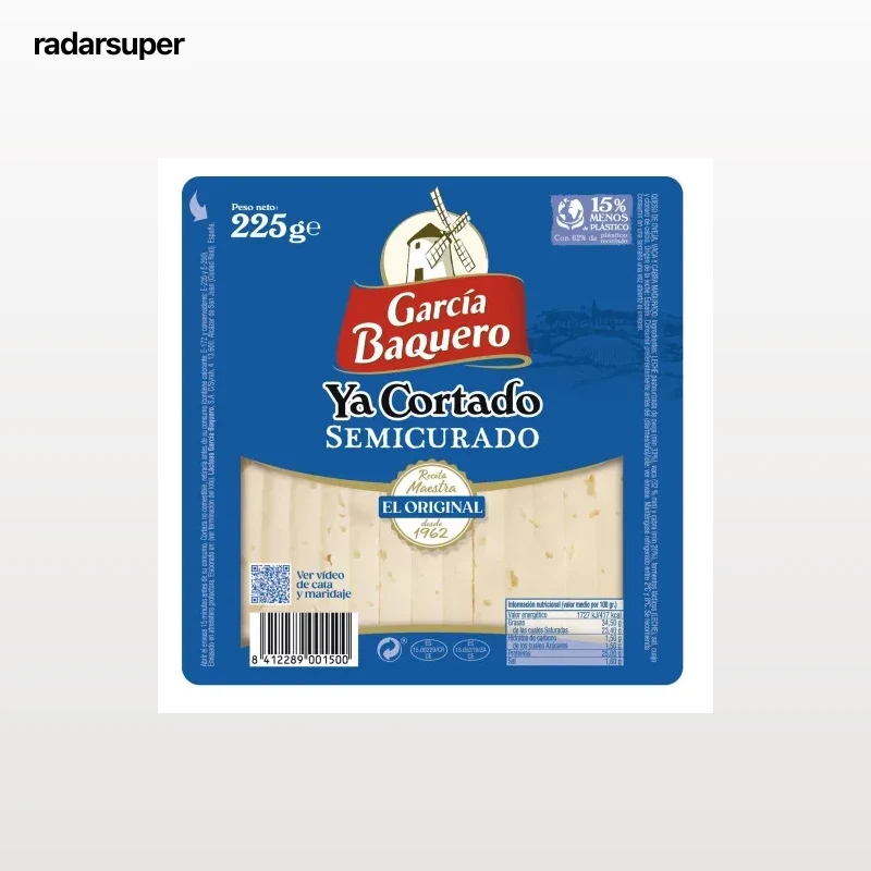 Queso semicurado ya cortado García Baquero cuña 225 g