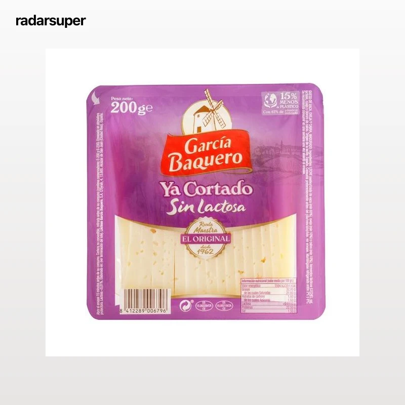 Queso sin lactosa ya cortado García Baquero cuña 200g
