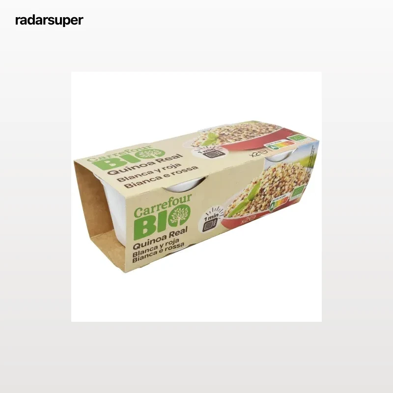 Quinoa Real blanca y roja para microondas ecológica Carrefour Bio pack de 2 unidades de 125 g.