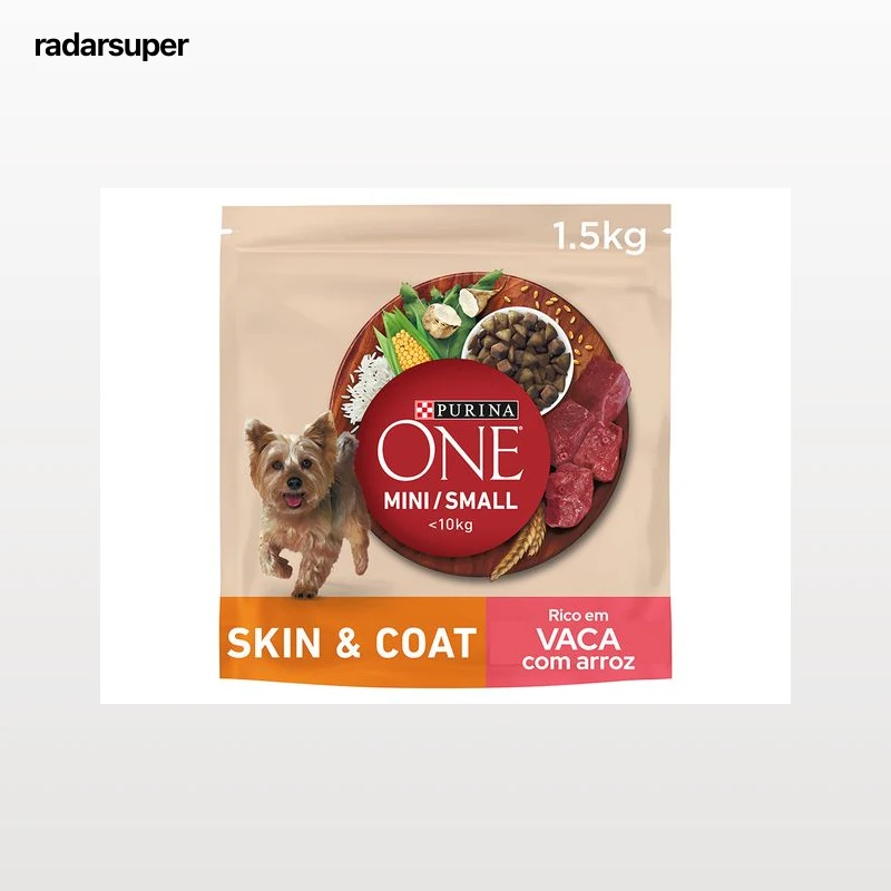 RAÇÃO PARA CÃO PURINA ONE MINI PARA PELE E PÊLO COM VACA 1.5KG