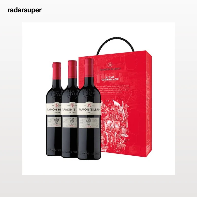 RAMÓN BILBAO  Estuche de 3 botella de vino tinto crianza con D.O. Ca. Rioja.