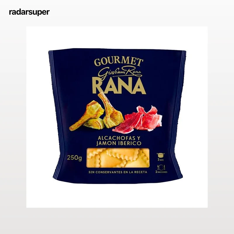 RANA Gourmet Raviolis de pasta fresca rellenos alcachofas y jamón ibérico 250 g.