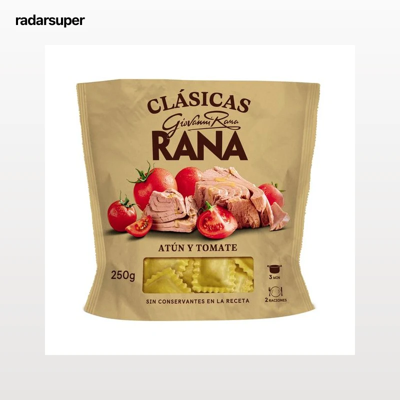 RANA Ravioli de pasta fresca al huevo, rellenos de atún y tomate RANA Clásica 250 g.