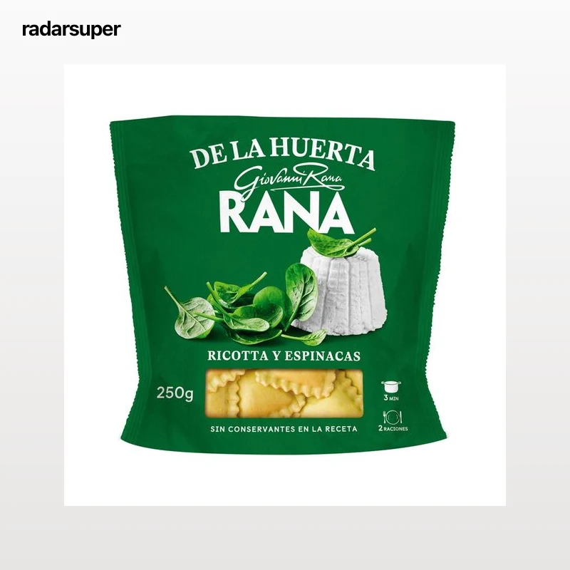 RANA Ravioli de pasta fresca al huevo, rellenos de queso ricotta y espinacas 250 g.