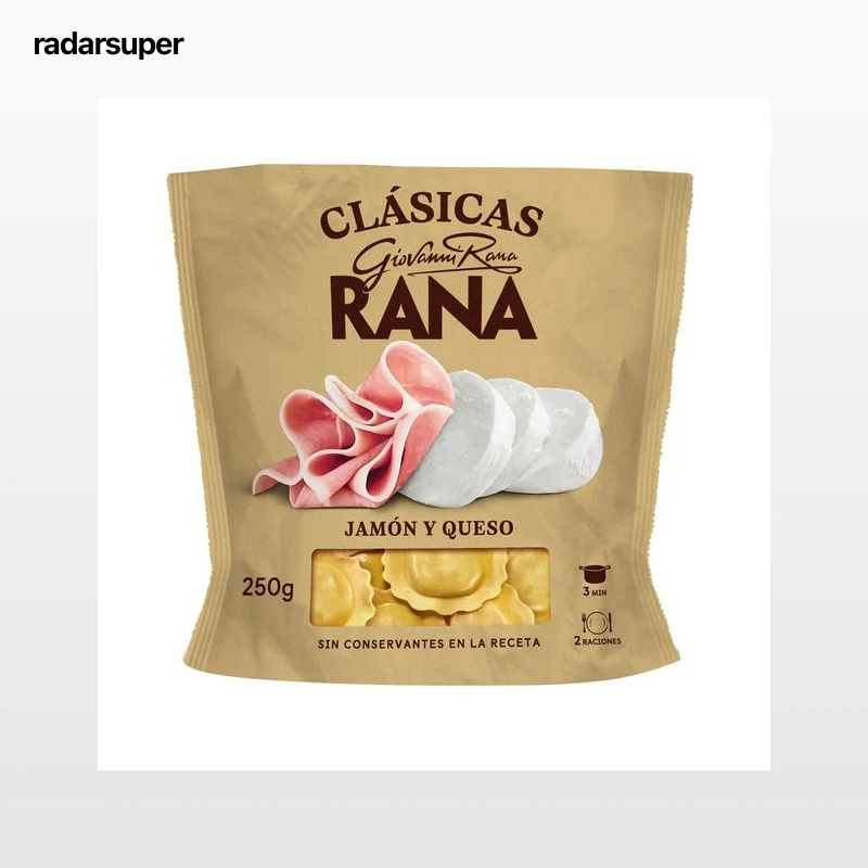 RANA Tortellini de pasta fresca al huevo, rellenos de jamón y queso 250 g.