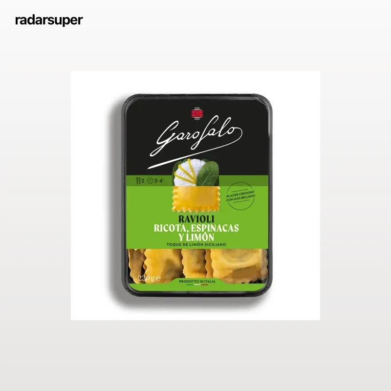 Ravioli con relleno de espinacas, ricotta y cáscara de limón Garofalo 230 g.