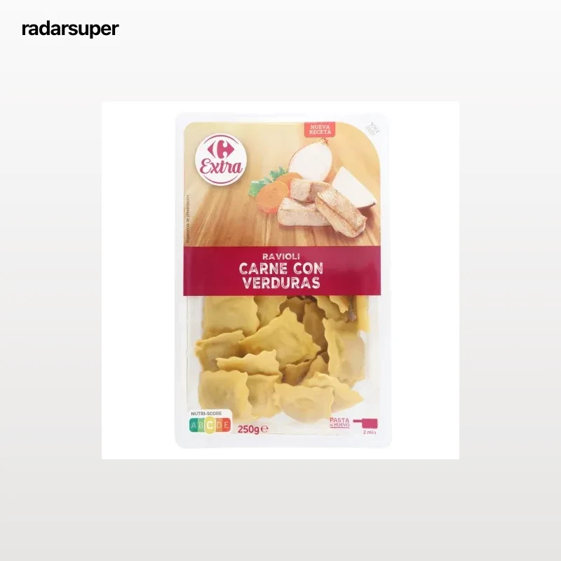 Ravioli de carne con verduras Carrefour Extra 250 g.