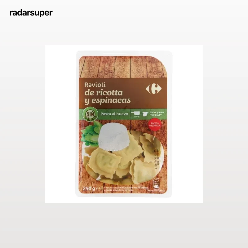 Ravioli de ricotta y espinacas al huevo Carrefour 250 g.