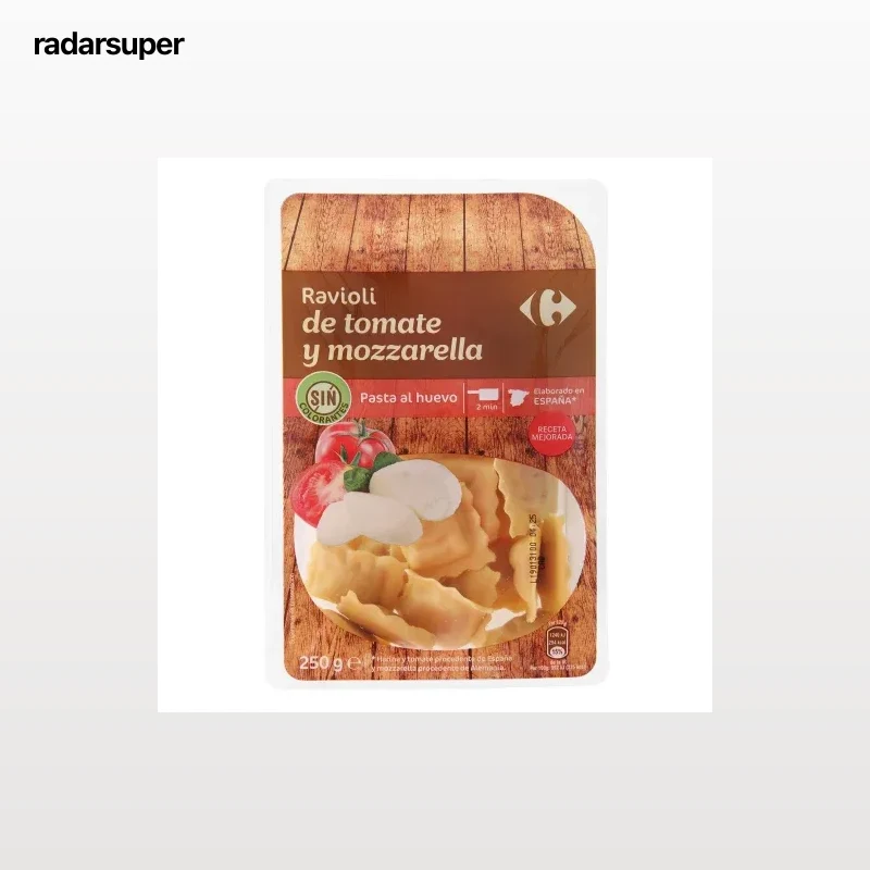 Ravioli de tomate y mozzarella al huevo Carrefour 250 g.