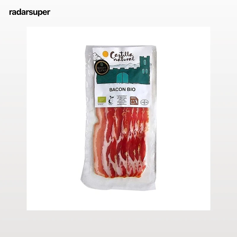 RAZA Y SABOR Castilla natural Bacon extra ecológico cortado en lonchas 70 g.