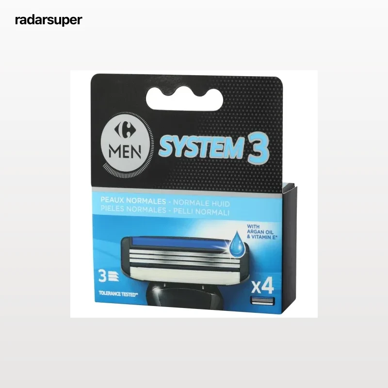 Recambios maquinilla para hombre 3 hojas System 3 Carrefour Men 4 ud.