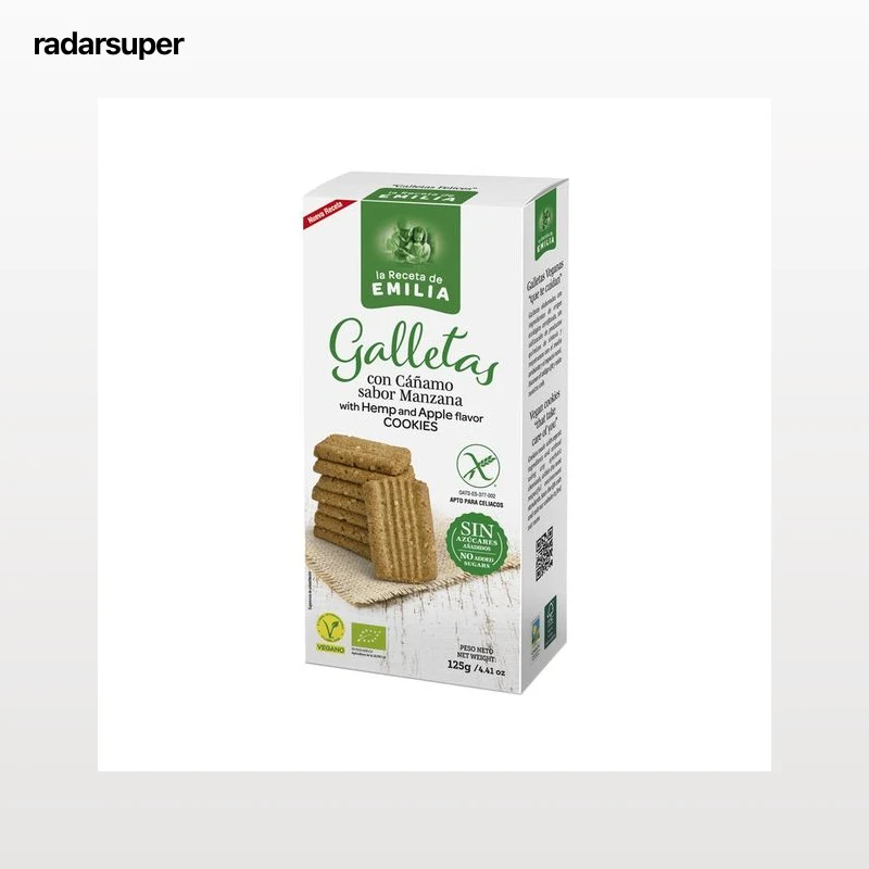 LA RECETA DE EMILIA Galletas cáñamo sabor manzana sin gluten 125 g.