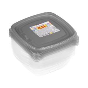 Recipiente de plástico cuadrado bajo 0,8L