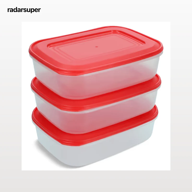 Recipiente de plástico rectangular 1 L Easyseal 3 unidades