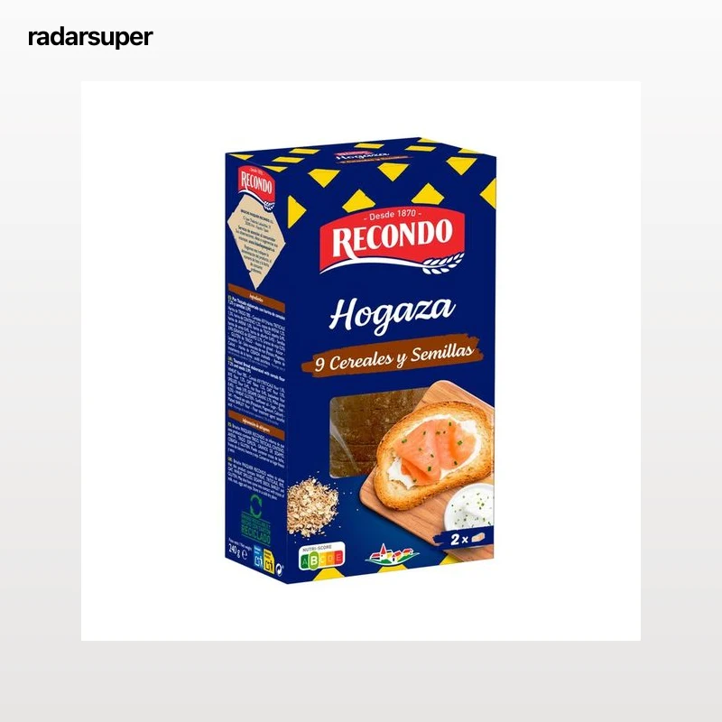 RECONDO Pan tostado hogaza con 9 cereales y semillas 240 g.
