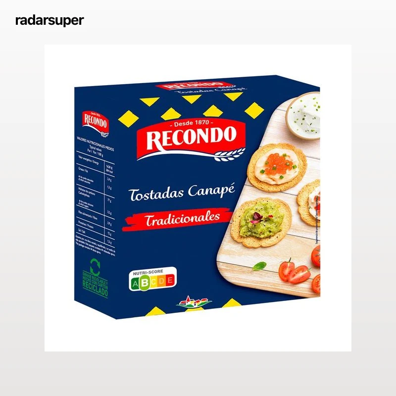 RECONDO Tostadas redondas de pan normal para canapés 110 g.