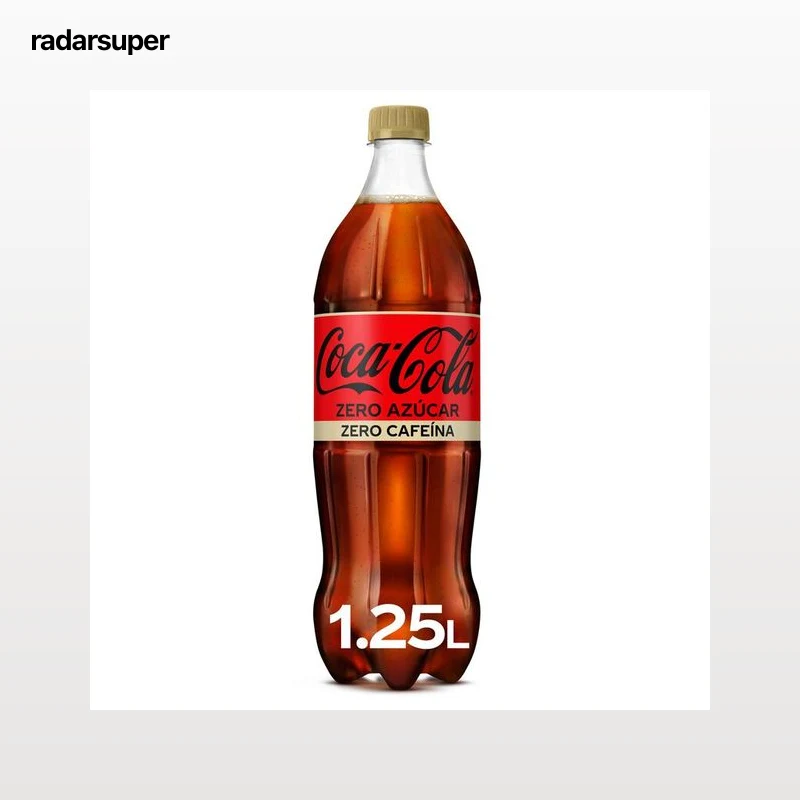 Refresco cola Coca-Cola botella 1,25l zero azúcar zero cafeína