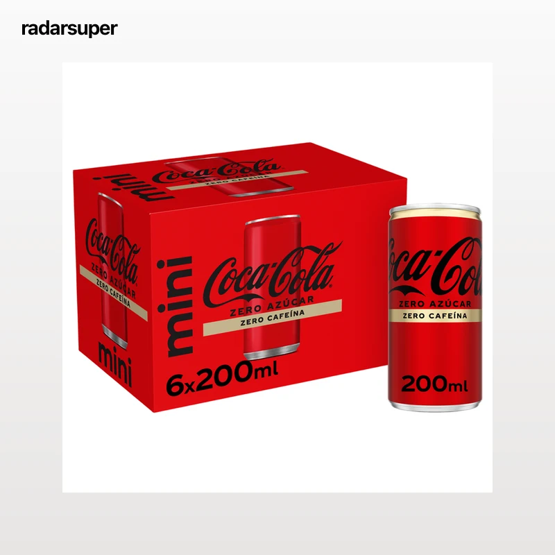 Refresco cola Coca-Cola zero azúcar zero cafeína mini lata 20cl pack 6