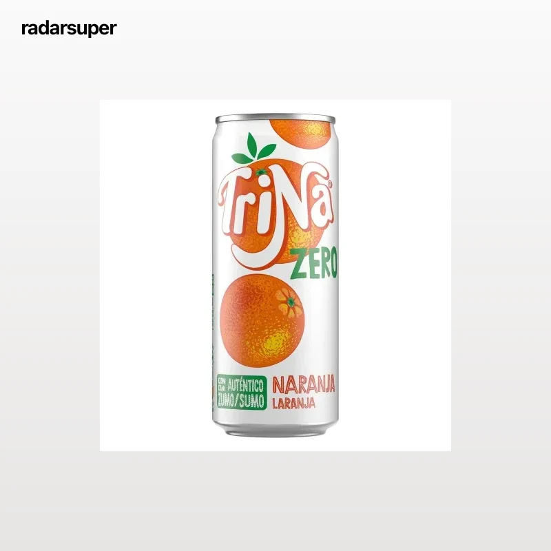 Refresco de naranja Trina zero sin gas lata 33 cl.
