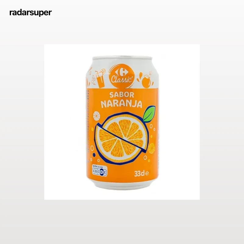 Refresco sabor naranja Carrefour Classic' lata 33 cl.
