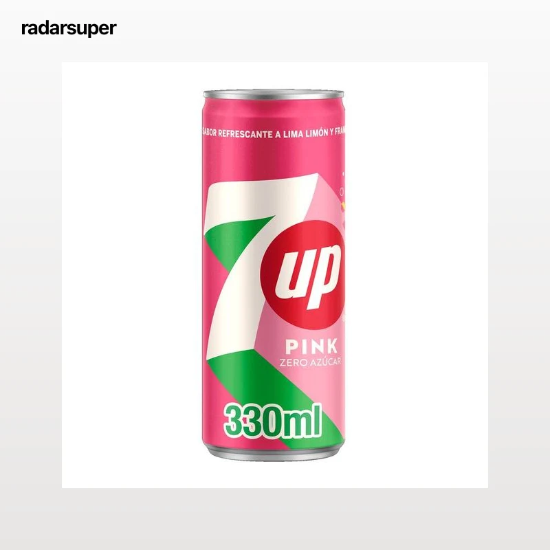Refresco zero azúcar lima limón y frambuesa 7Up 33cl Pink