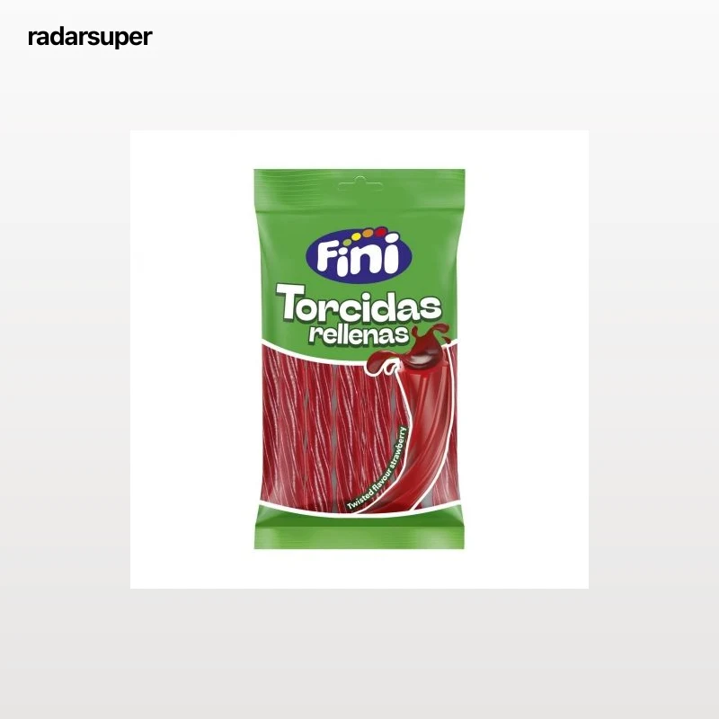 Regaliz de goma sabor fresa rellenos con zumo de fruta Fini 125 g.