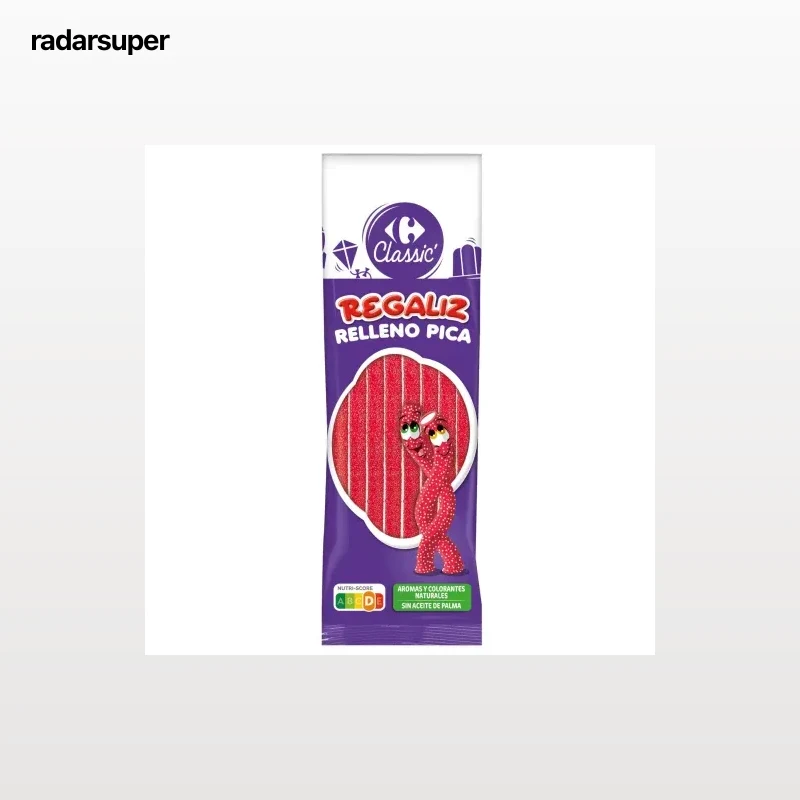 Regaliz de goma sabor fresa y pica pica Carrefour Classic 200 g.