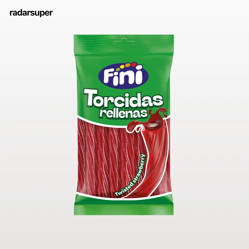Regaliz Fini 125g torcidas rellenas con zumo de fruta