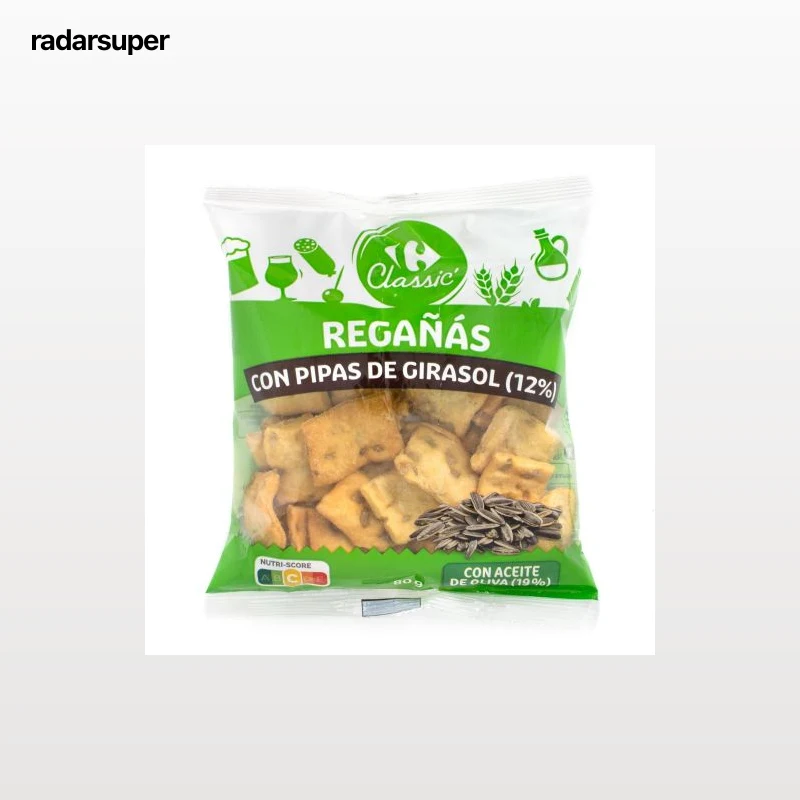 Regañás con pipas de girasol Classic Carrefour 80 g.