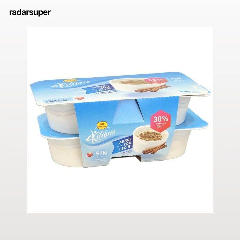 REINA Arroz con leche sin gluten y sin azucares añadidos REINA Ekilibrio 4 x 125 g.