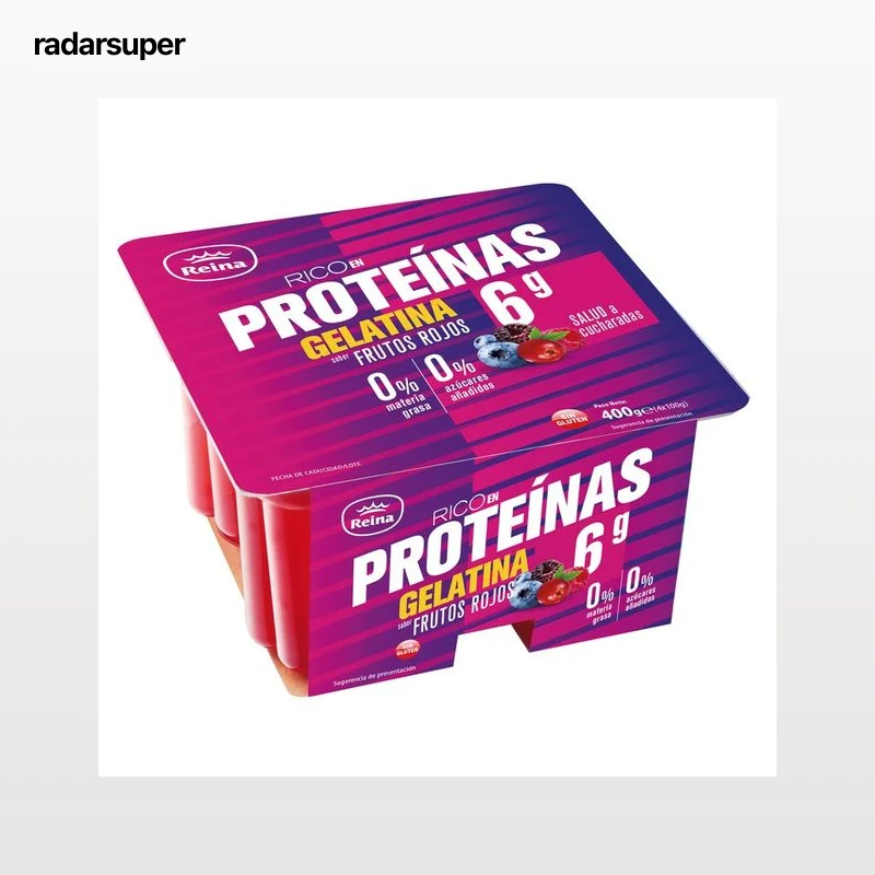 REINA Gelatina con extra de colágeno y sabor a frutos rojos REINA 4 x 100 g.