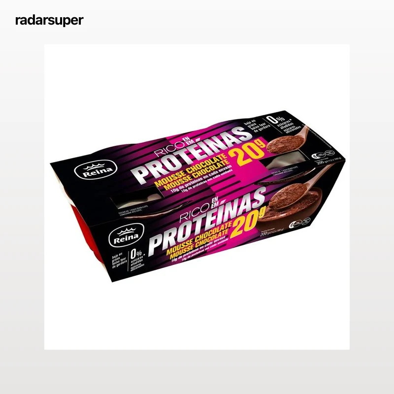 REINA Mousse de chocolate baja en grasa y con alto contenido en proteínas (10 g) 2 x 100 g.