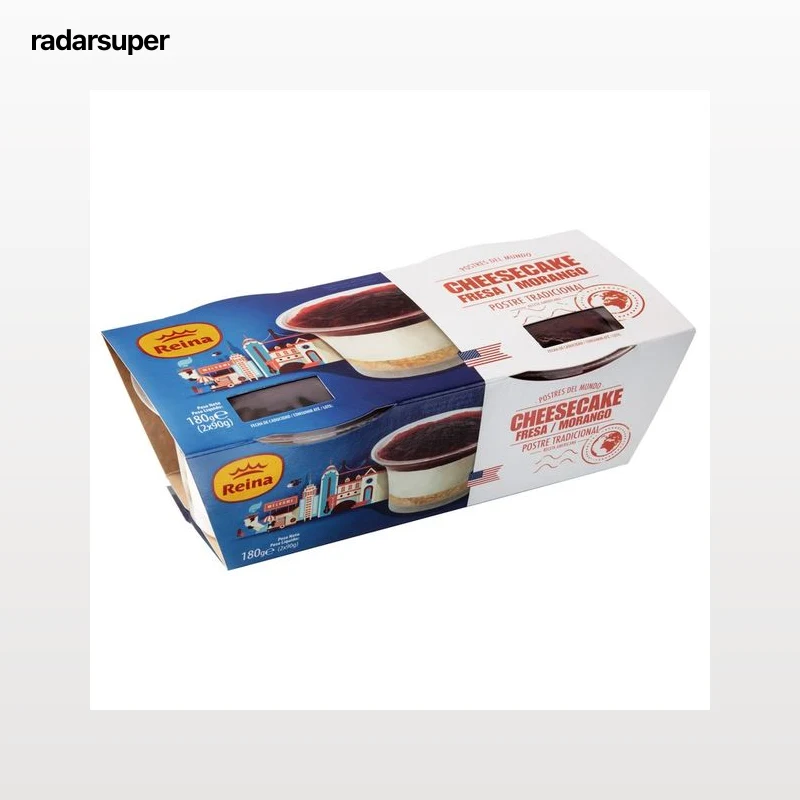 REINA Tarta de queso, fresa y galleta, al estilo americano REINA Postres del mundo 2 x 90 g.