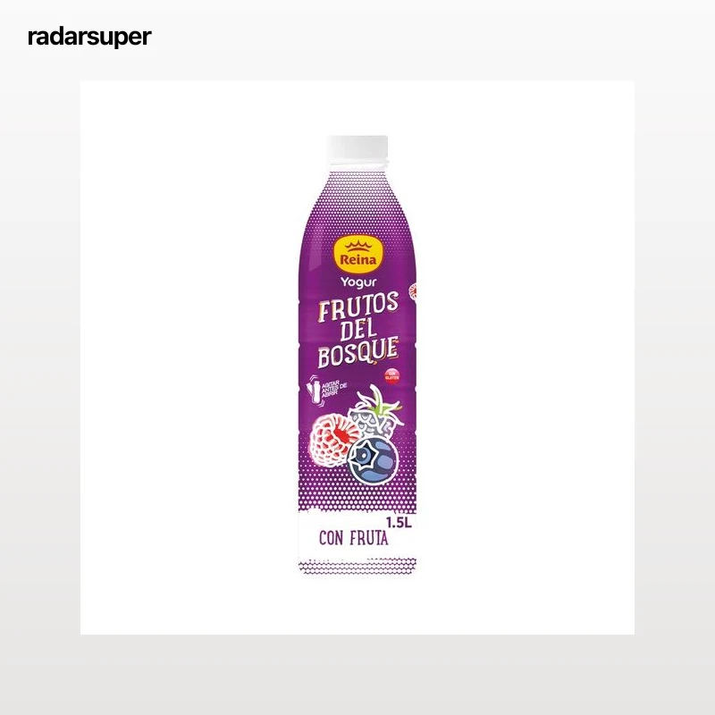 REINA Yogur líquido para beber con frambuesas, arádanos y mora, elaborado sin gluten 1.5 l.